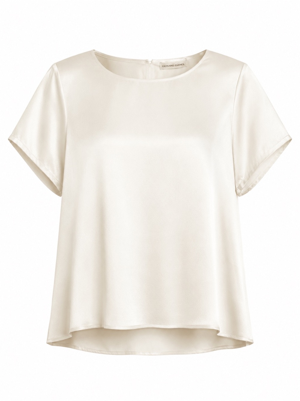 Gerard  Cream Satin Short-Sleeve Blouse